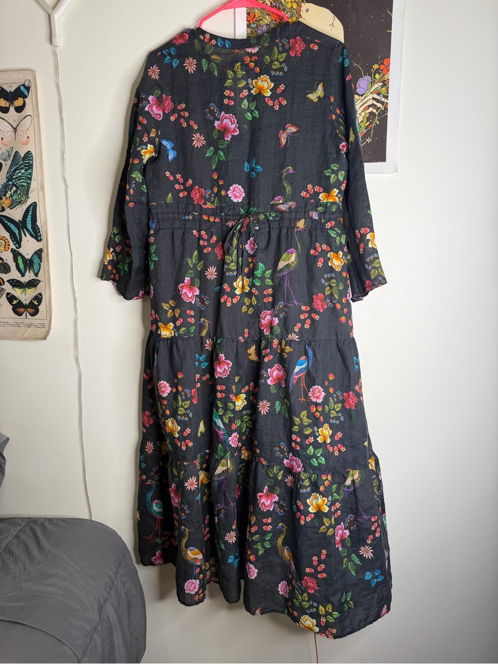 Johnny Was Workshop Boho Black Floral & Bird Maxi Dress with Multicolor Print - Picture 7 of 7